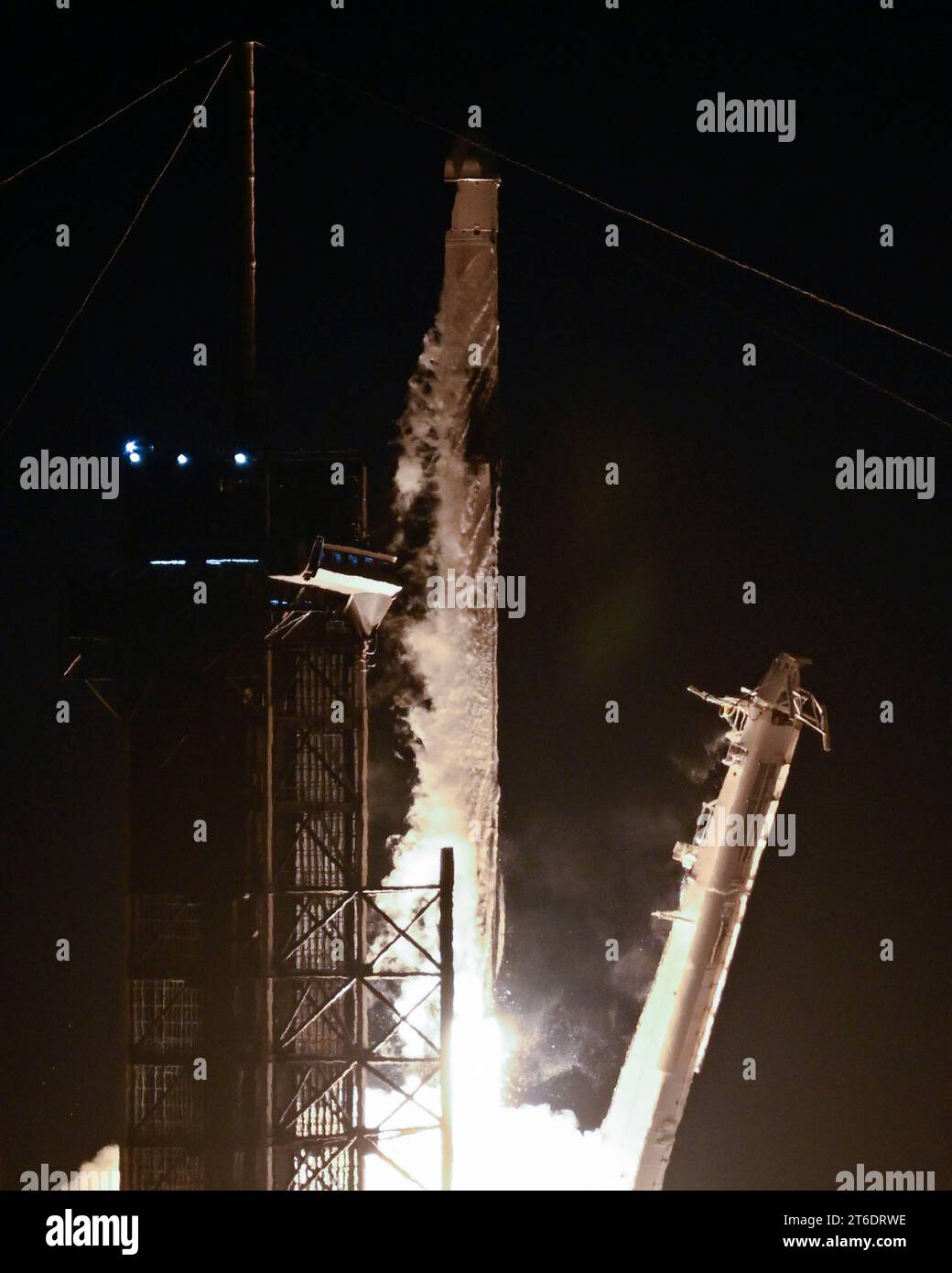 A SpaceX Falcon 9 rocket launches its Cargo Dragon spacecraft on NASA's CRS 29 mission to the International Space Station at 8:28 PM from Launch Complex 39A at the Kennedy Space Center, Florida on Thursday, November 9, 2023. Photo by Joe Marino/UPI Credit: UPI/Alamy Live News Stock Photo