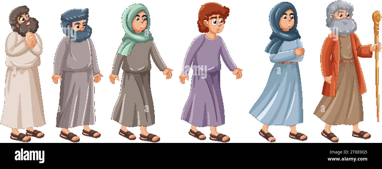 Illustration of ancient Muslim characters from the religious Moses