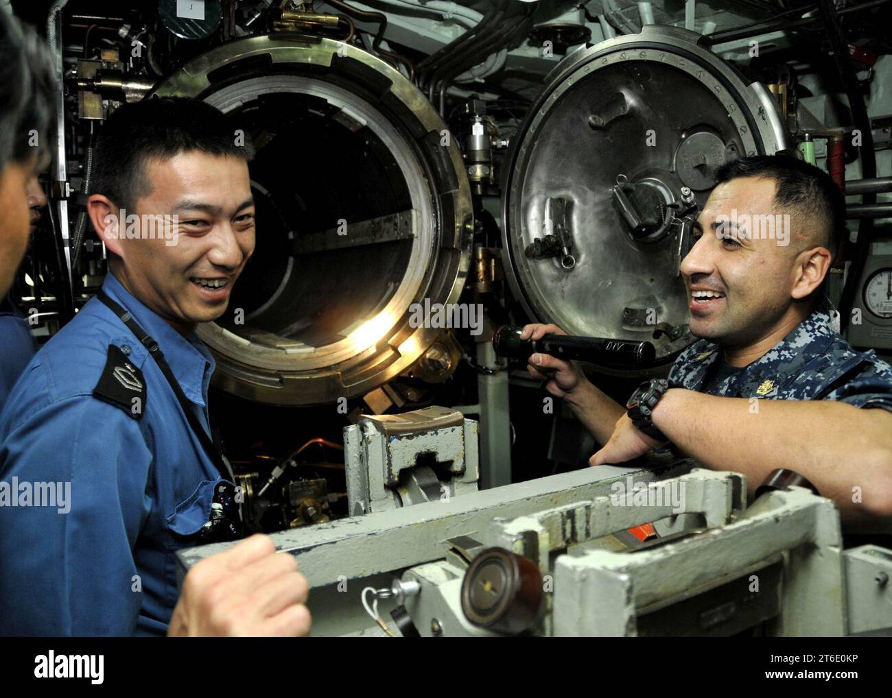 USS Greeneville hosts Japanese sailors. (8530731079) Stock Photo