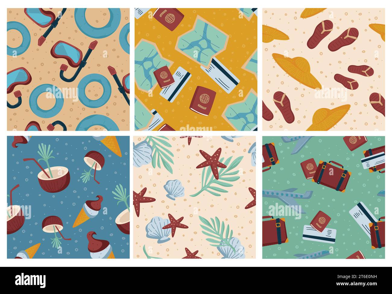 Decorative pattern set with summer travel elements Stock Vector Image ...