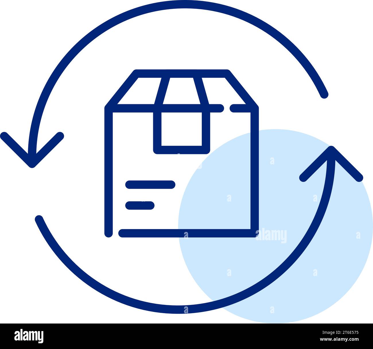 Goods return or exchange symbol. Delivery parcel box and return arrows
