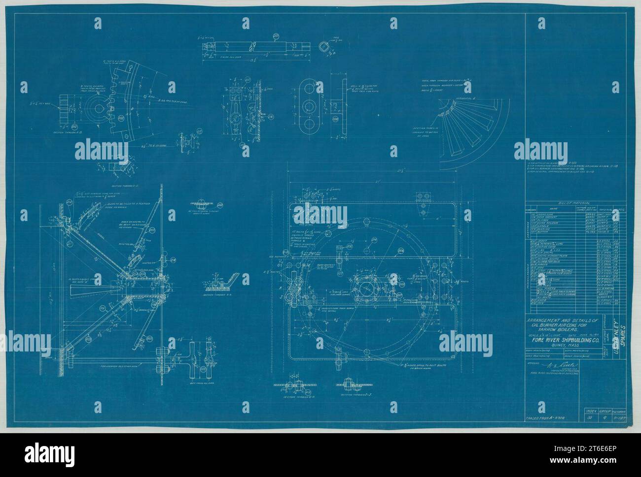USS Henley (DD39) Arrangement and Details of Oil Burner Air Cone for Yarrow Boilers Stock