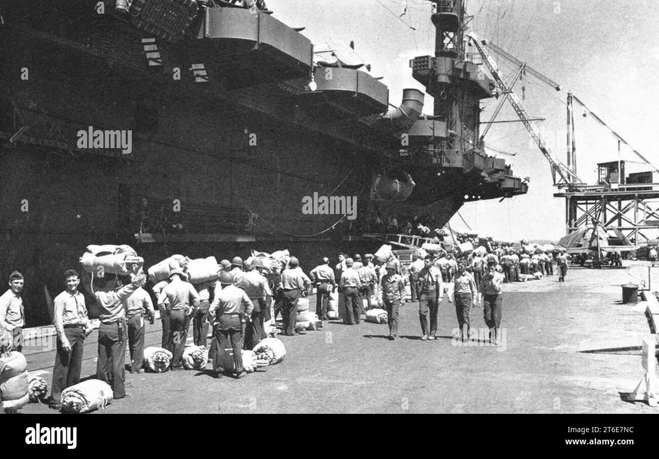 USS Hollandia (CVE-97) docked at San Diego, in July 1944 Stock Photo ...