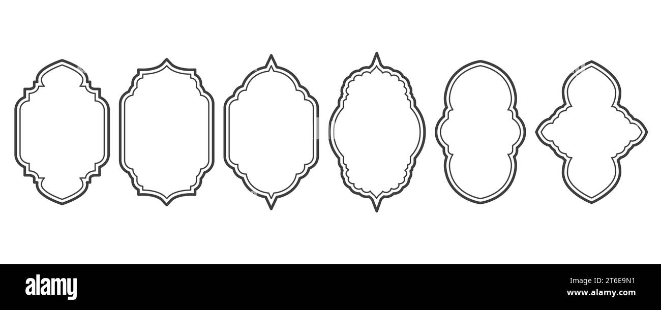 Ramadan window and door frames. Islamic arches with ornament. Oriental