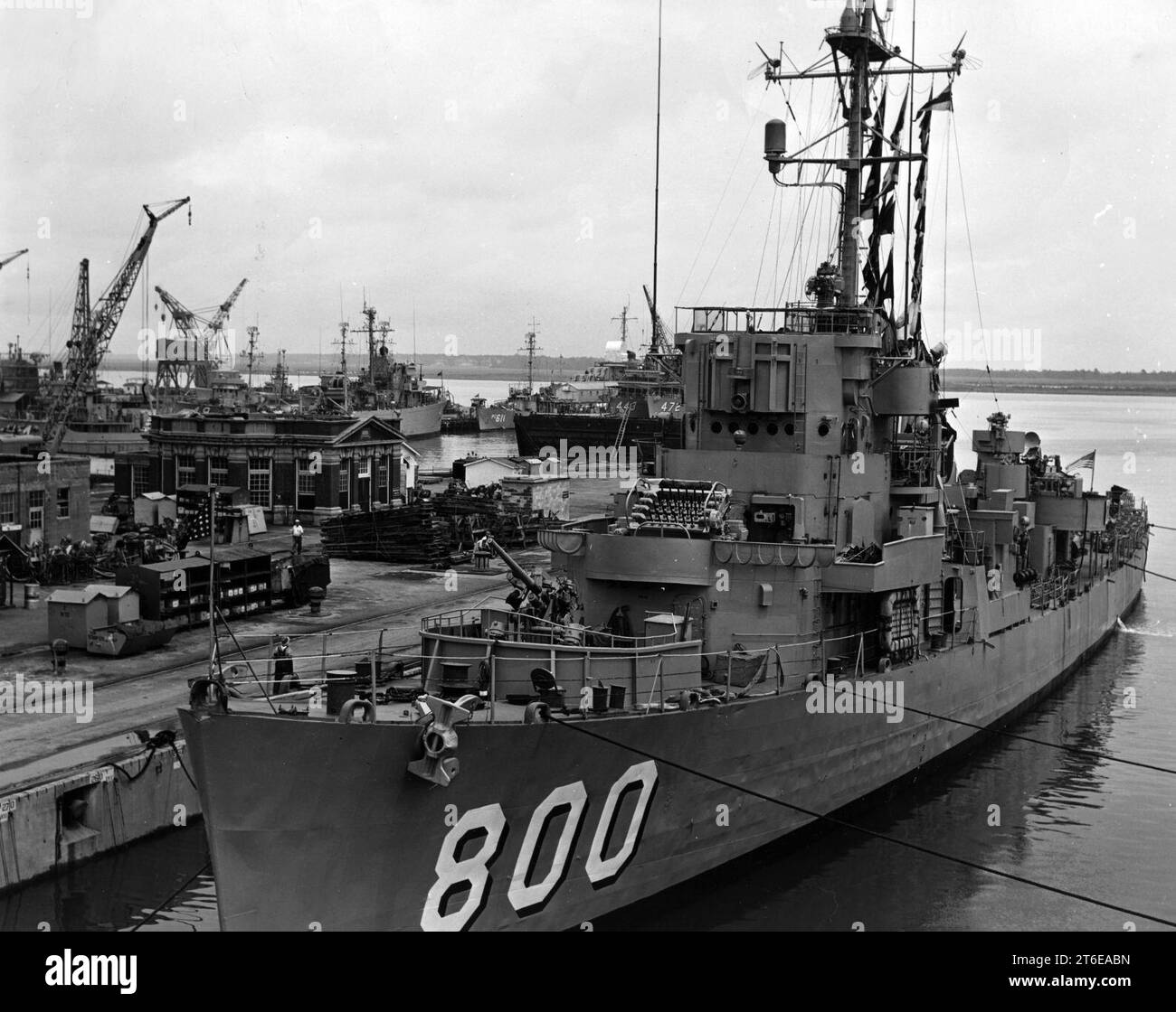 USS Jack W. Wilke (DE-800) in port, in 1955 (L45-142.04.02 Stock Photo ...