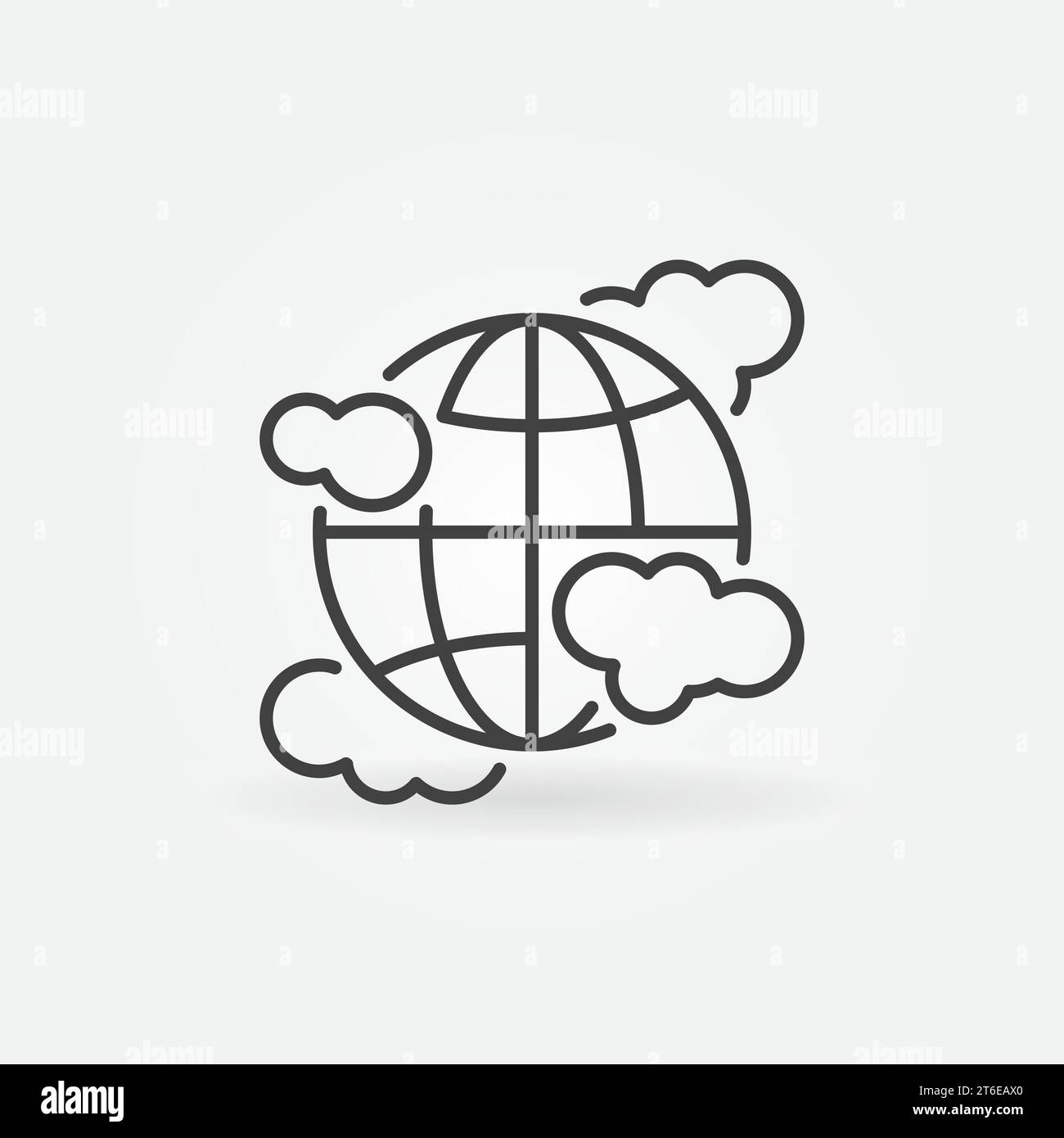 Earth Globe with Clouds linear vector concept icon or logo element Stock Vector