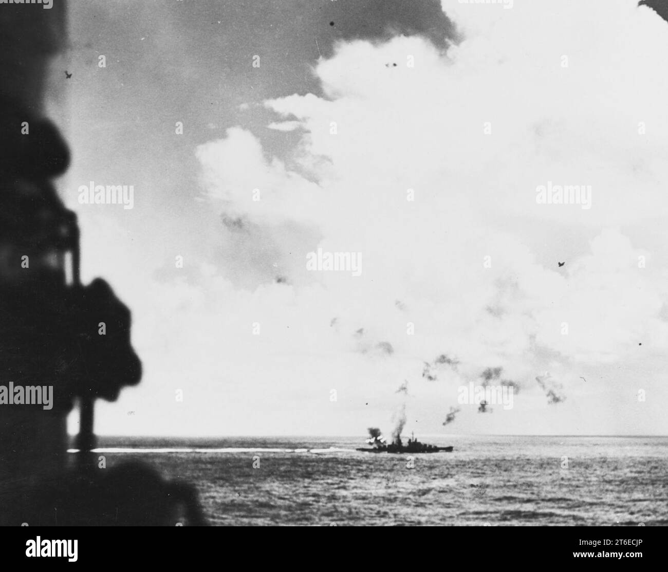 USS Juneau (CL52) firing at attacking Japanese aircraft on 26 October