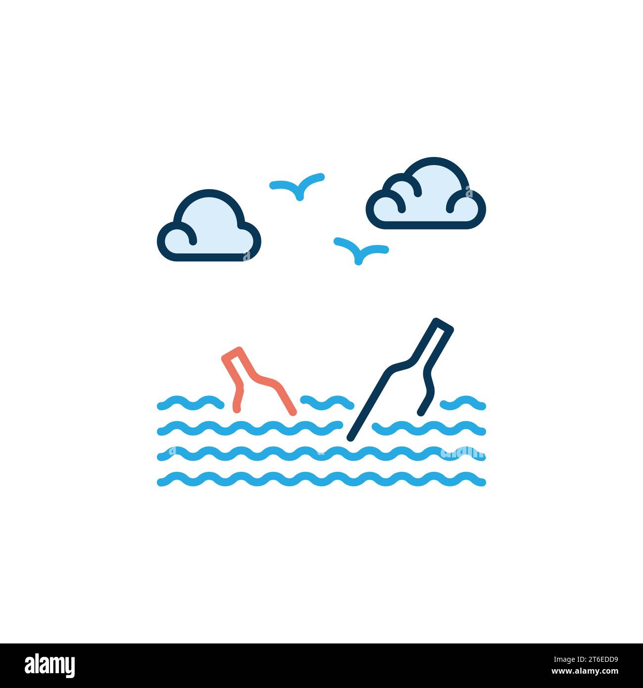 Sea Water Pollution vector concept modern icon or design element Stock ...