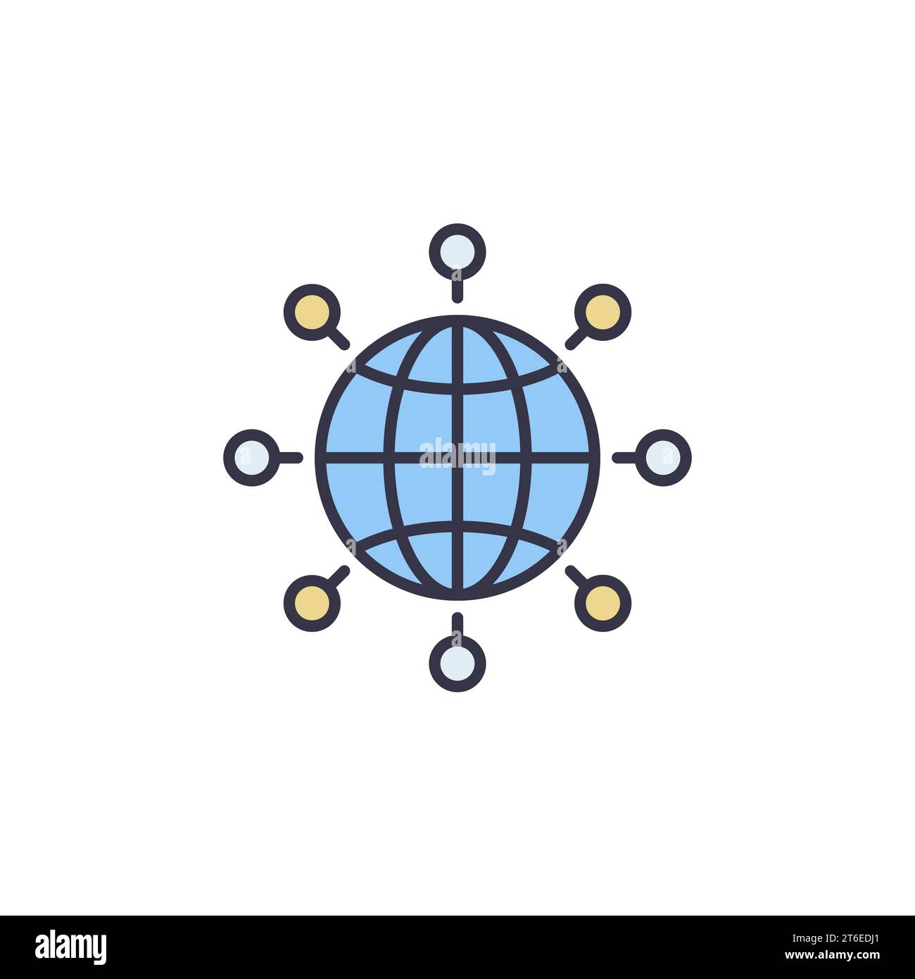 Globe with Circles vector concept Science colored icon or sign Stock Vector