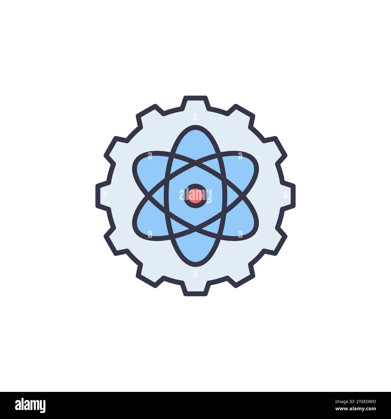 Cogwheel with Atom vector Nuclear Industrial concept creative icon or logo element Stock Vector