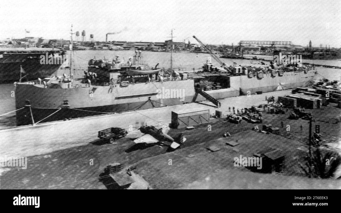 USS Kitty Hawk (APV-1) at Pearl Harbor in 1942 Stock Photo