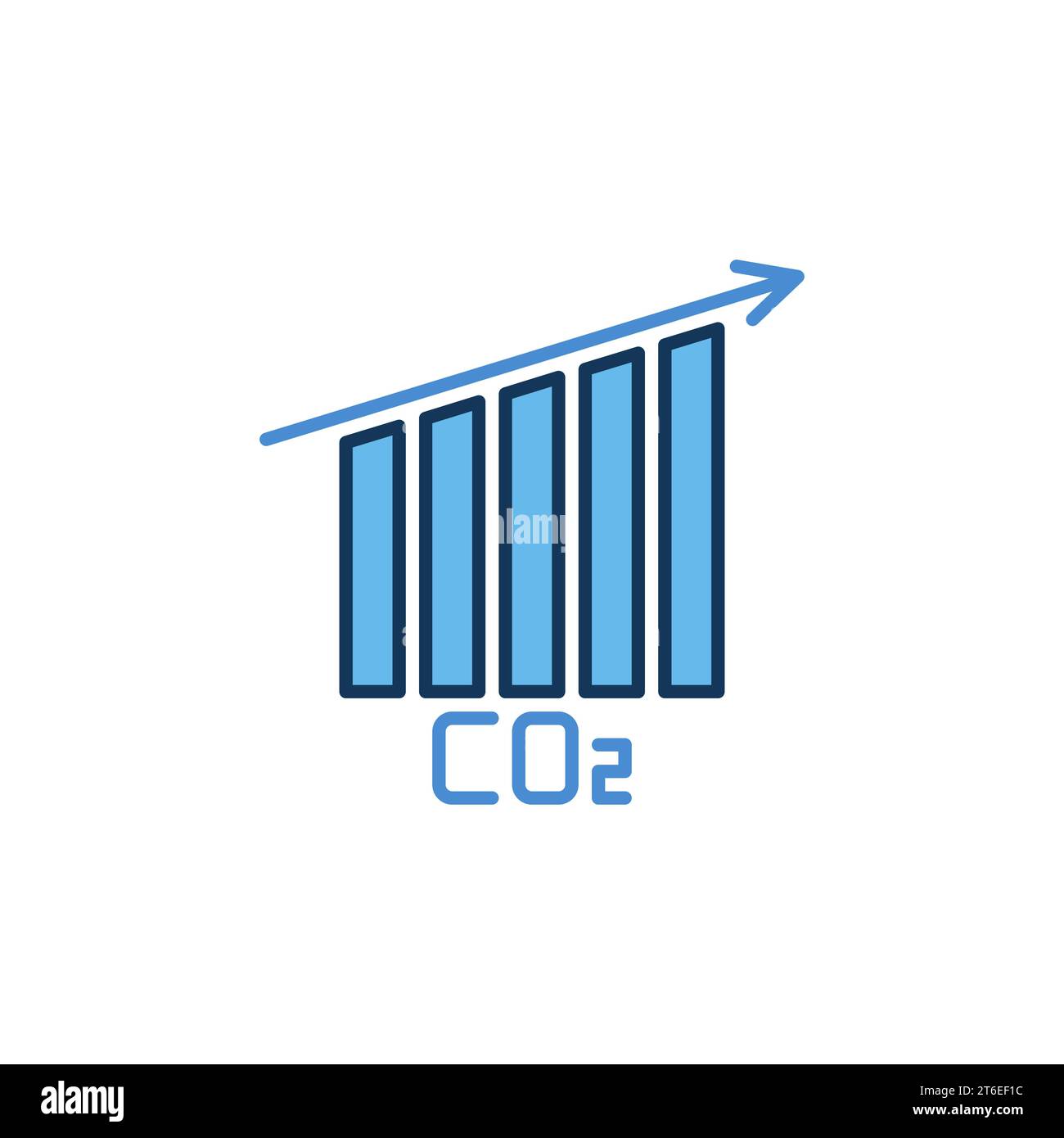 CO2 Carbon Dioxide Bar Chart with Arrow vector concept colored icon