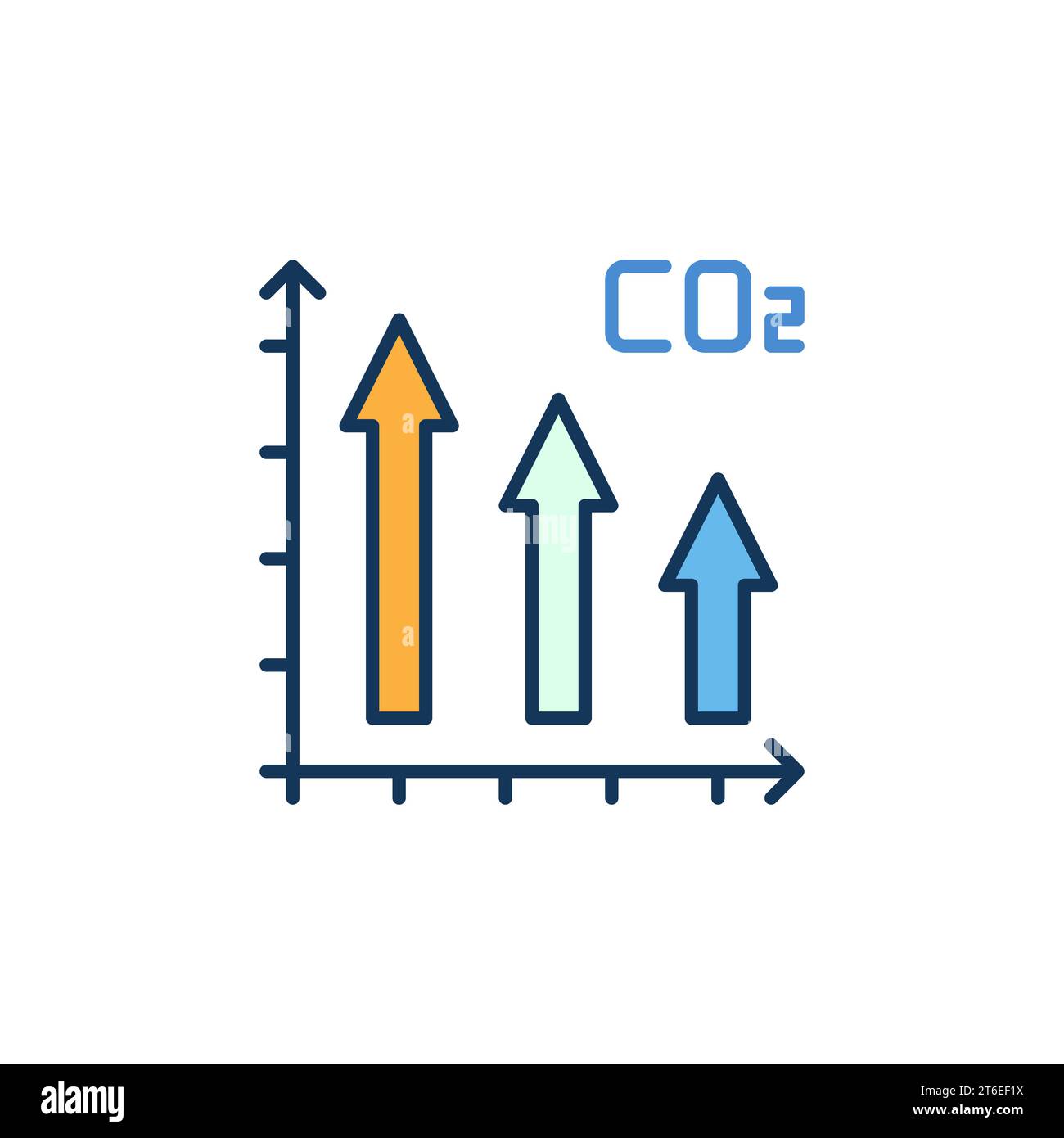 Carbon Dioxide CO2 Chart with Arrows vector concept colored icon or