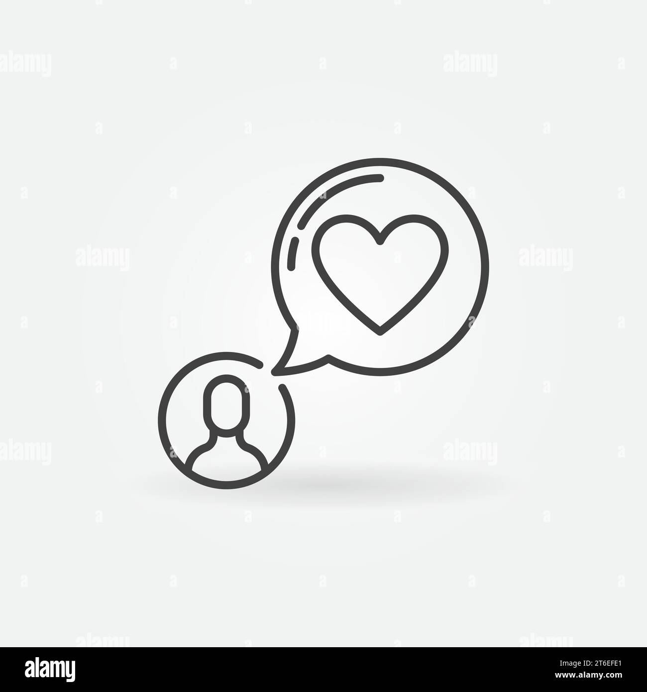 Man with Heart in Speech Bubble vector thin line concept icon or design ...