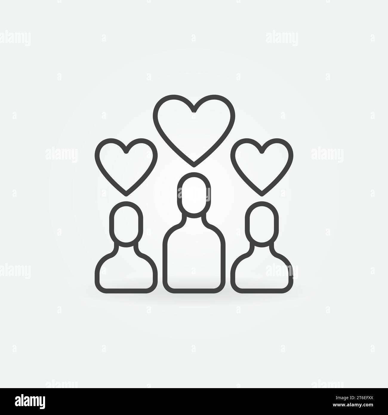 People with Hearts vector thin line concept icon or design element Stock Vector