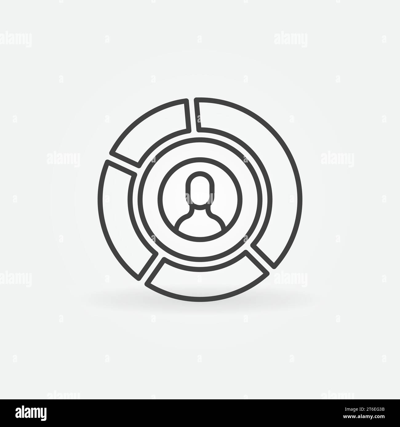 Pie Chart with Man inside outline vector concept icon or design element Stock Vector