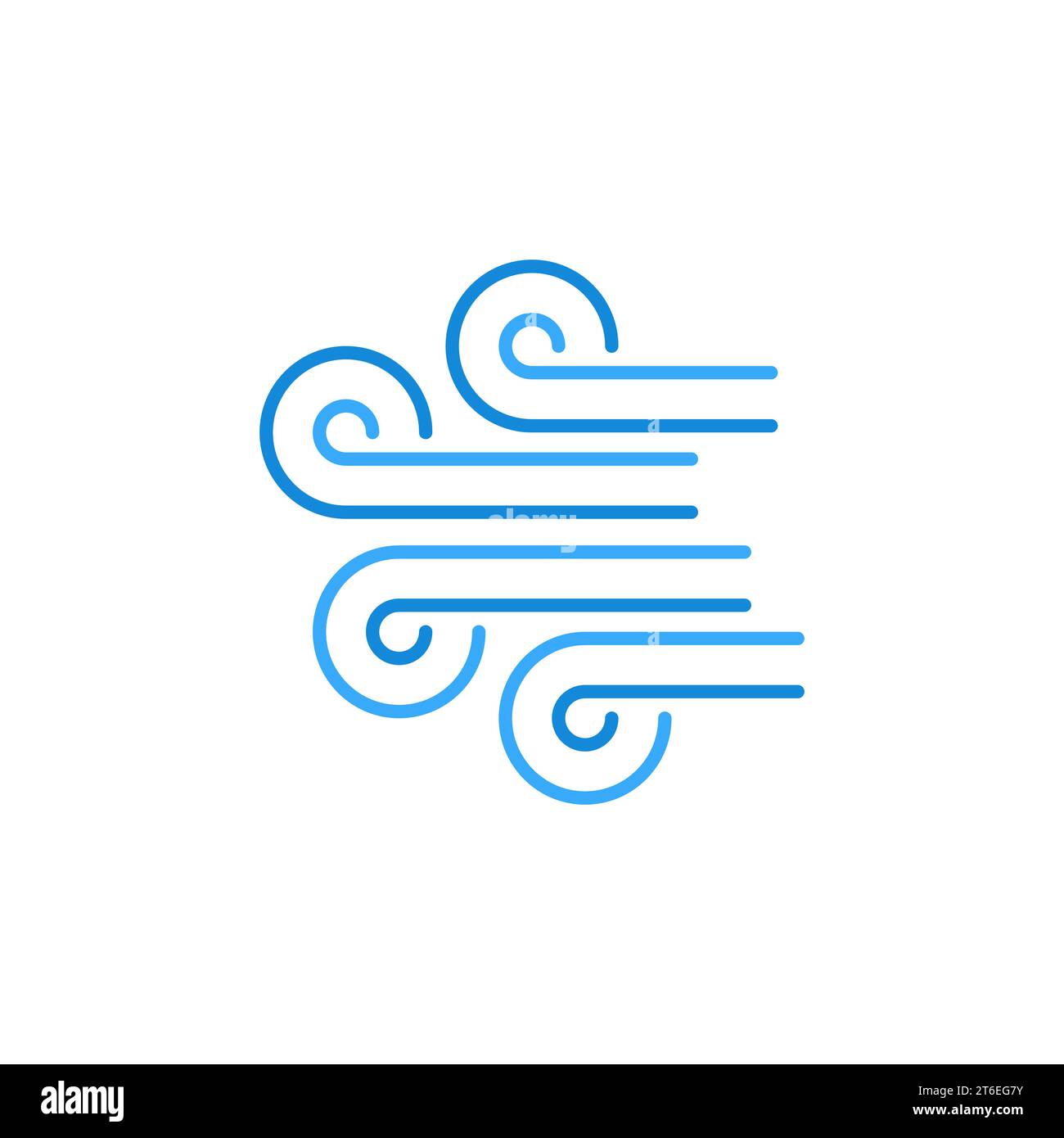 Wind concept vector blue icon or design element in thin line style ...