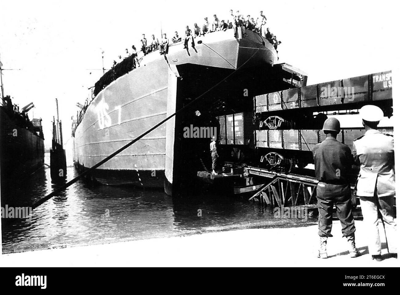 USS LST-7 Cherbourg France Stock Photo
