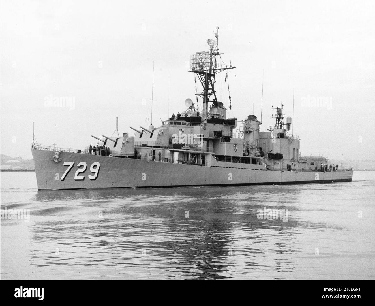 USS Lyman K. Swenson (DD-729) off the Mare Island Naval Shipyard on 27 January 1961 Stock Photo