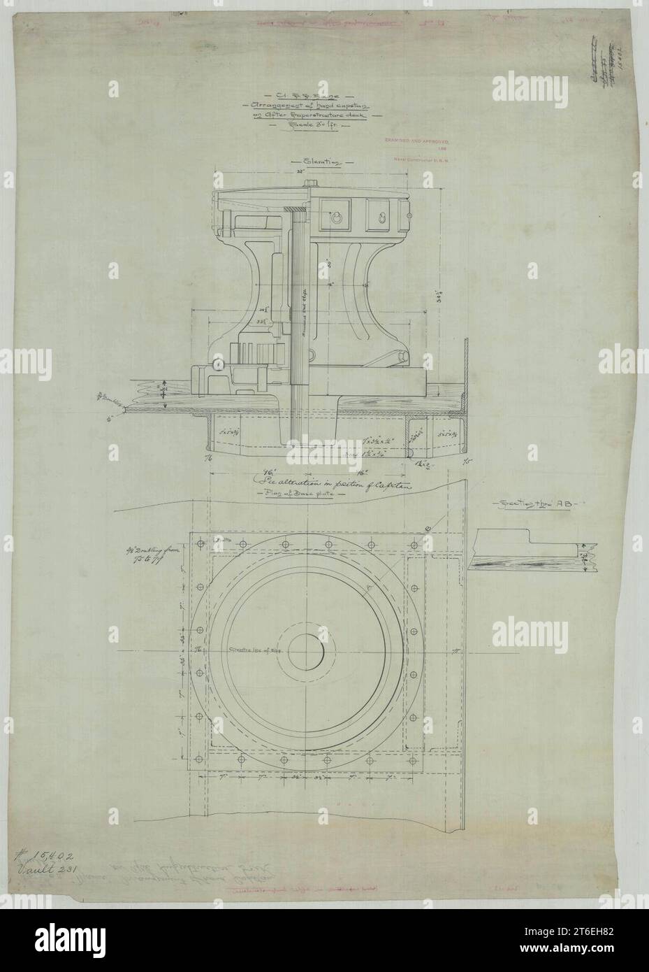 USS Maine (ACR1) Arrangement of Hand Capstan on After Superstructure