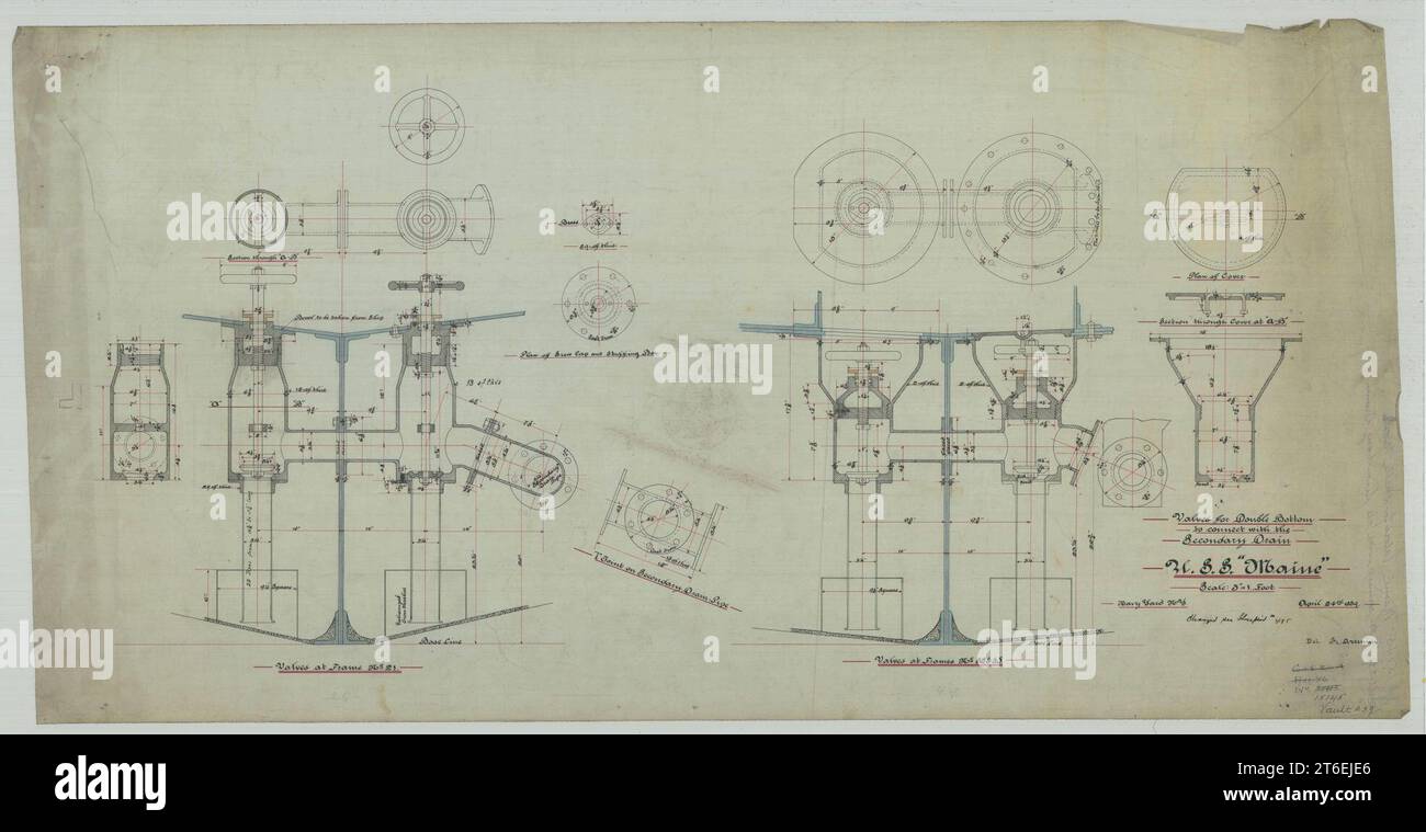 USS Maine (ACR-1)- Valves for Double Bottom to connect with the ...