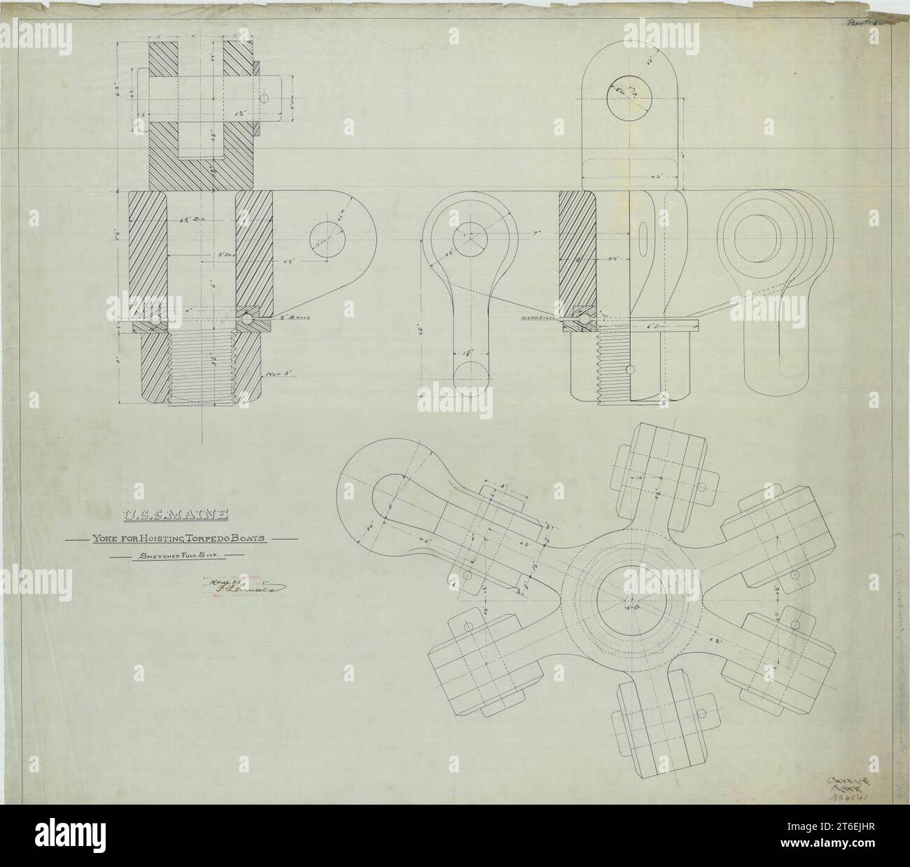 USS Maine (ACR1) Yoke for Hoisting Torpedo Boats Stock Photo Alamy