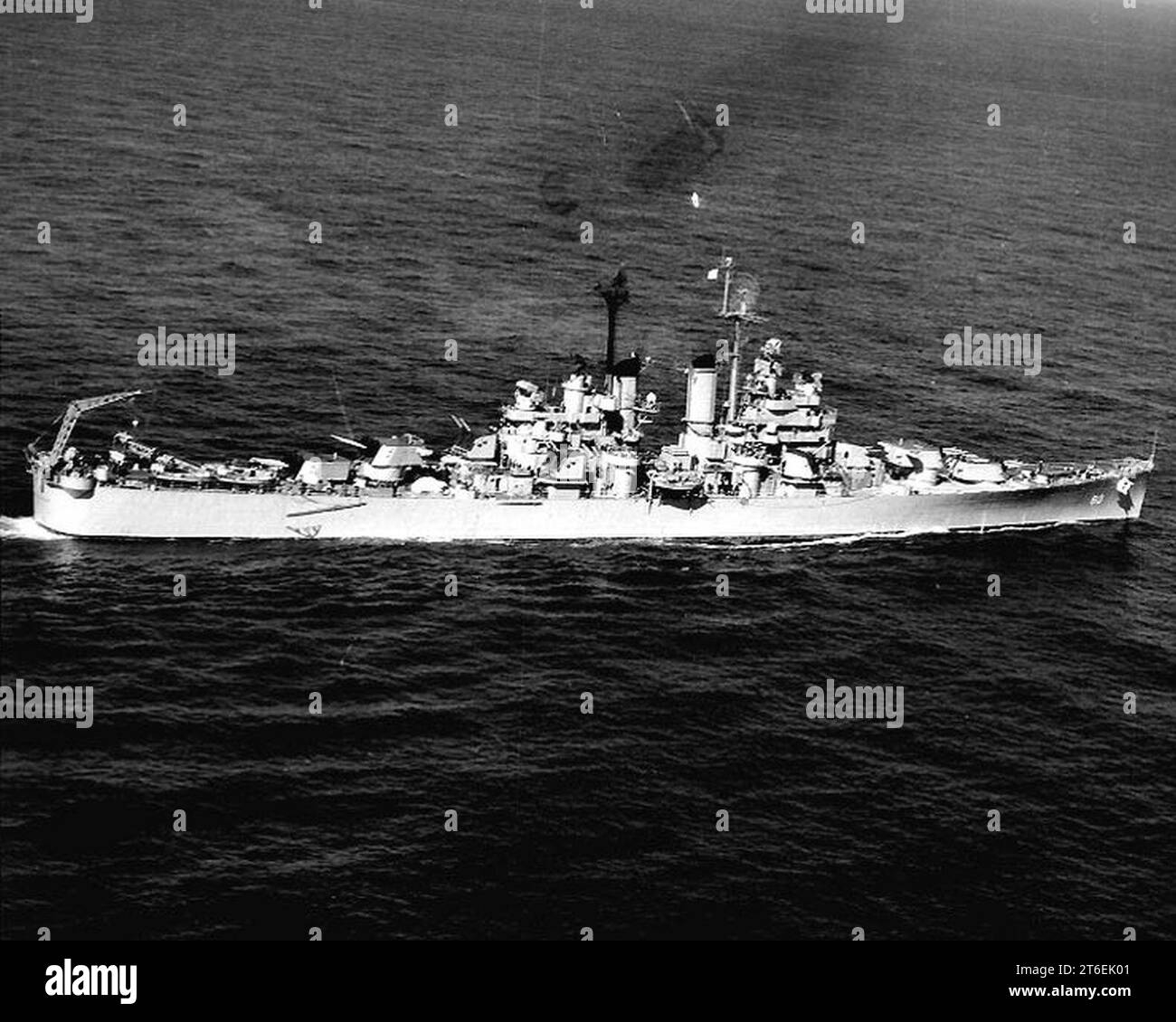 USS Manchester (CL-83) in the Mediterranean Sea, March 1948 Stock Photo