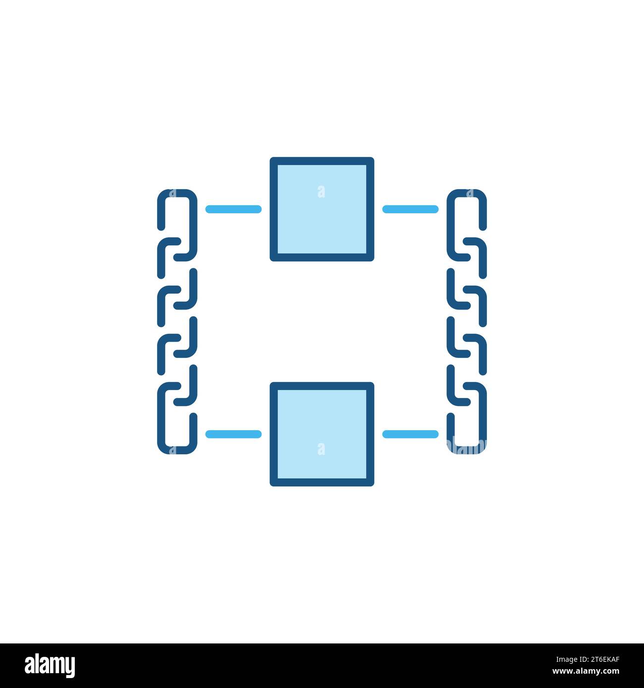 Chains and Blocks colored icon. Blockchain Technology vector concept creative blue sign Stock Vector