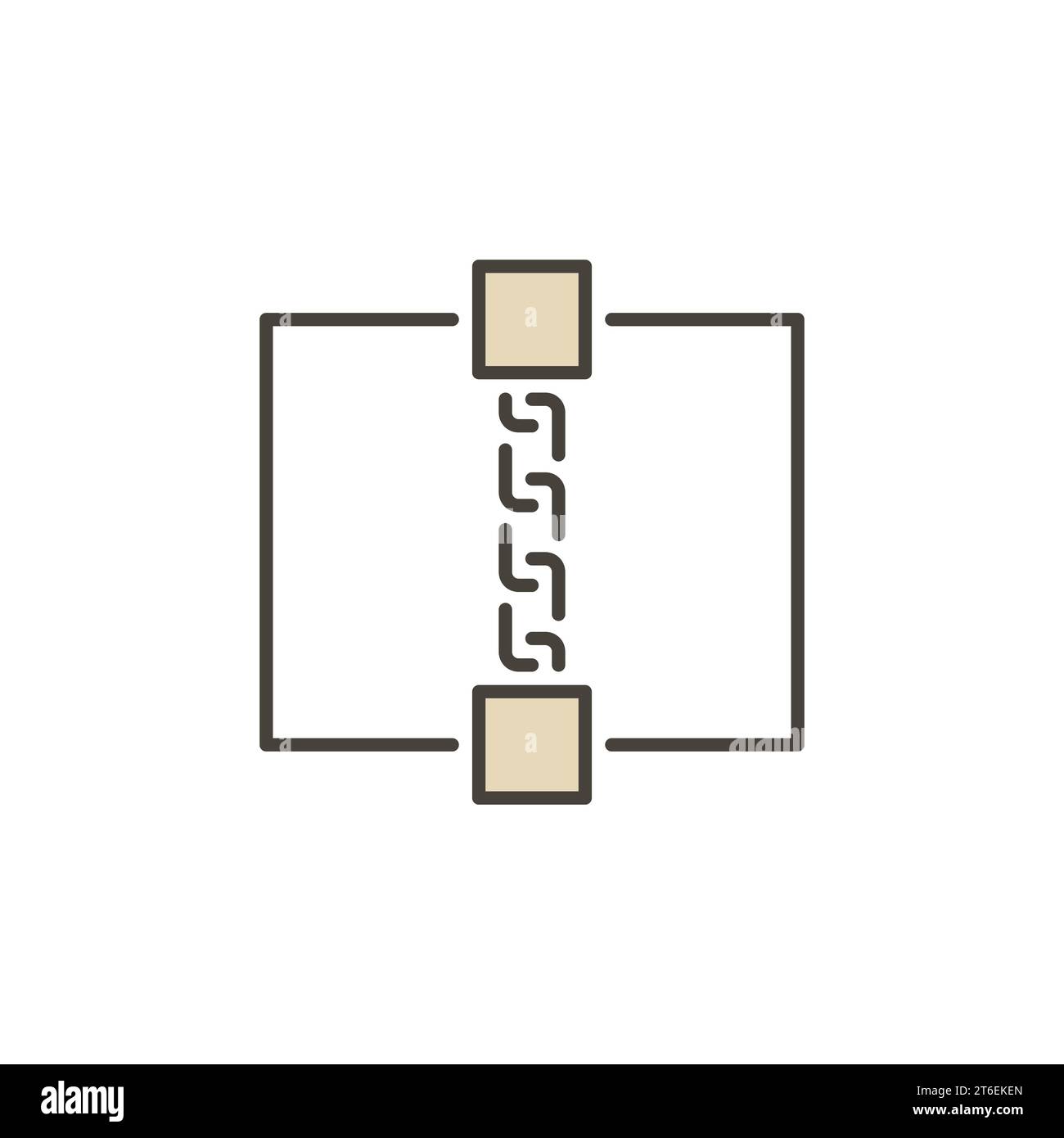 Blockchain Technology colored concept icon - Two Blocks connected with Chain vector sign Stock Vector