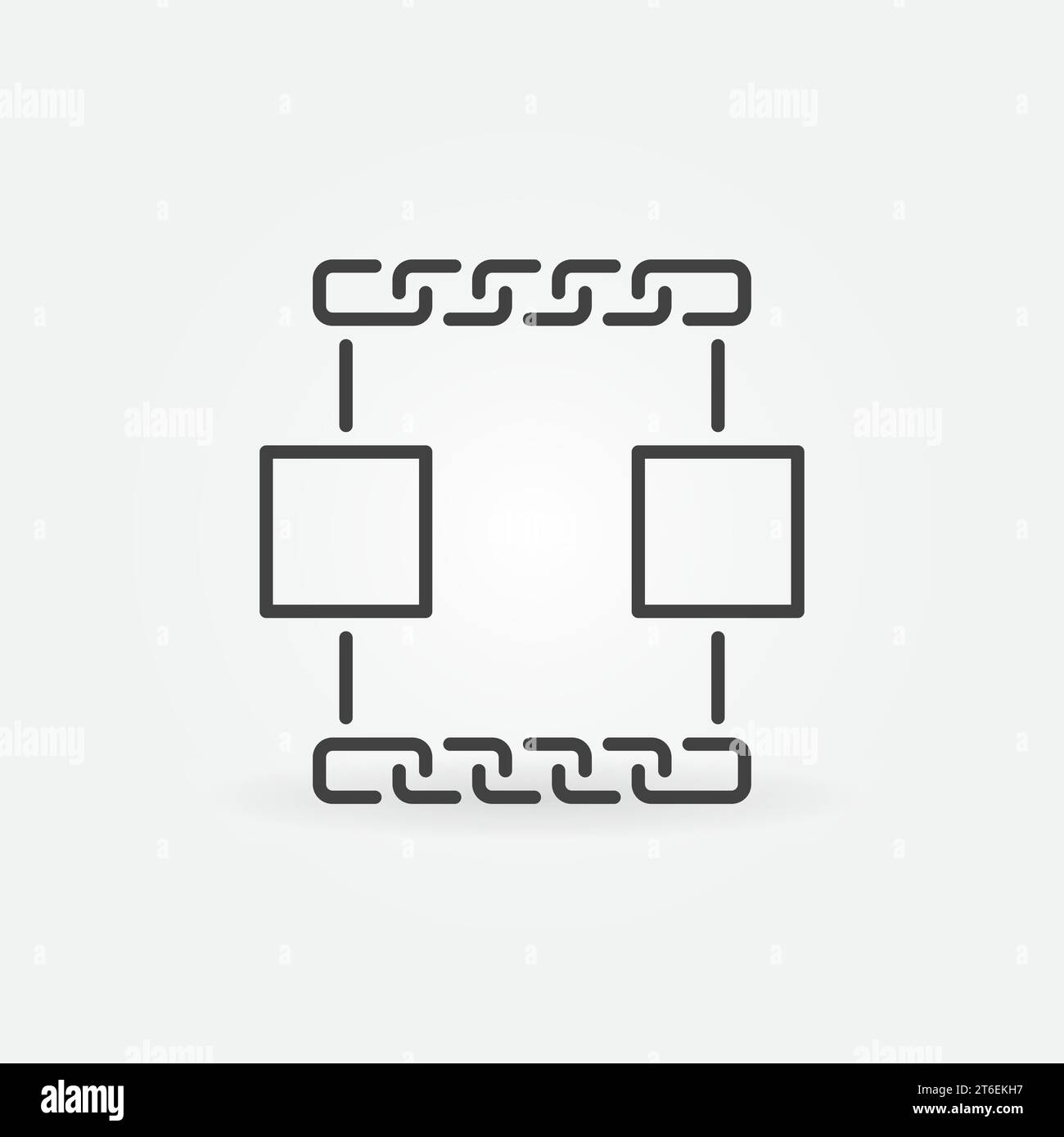 Chains and Blocks - Blockchain Technology vector concept icon or symbol in thin line style Stock Vector