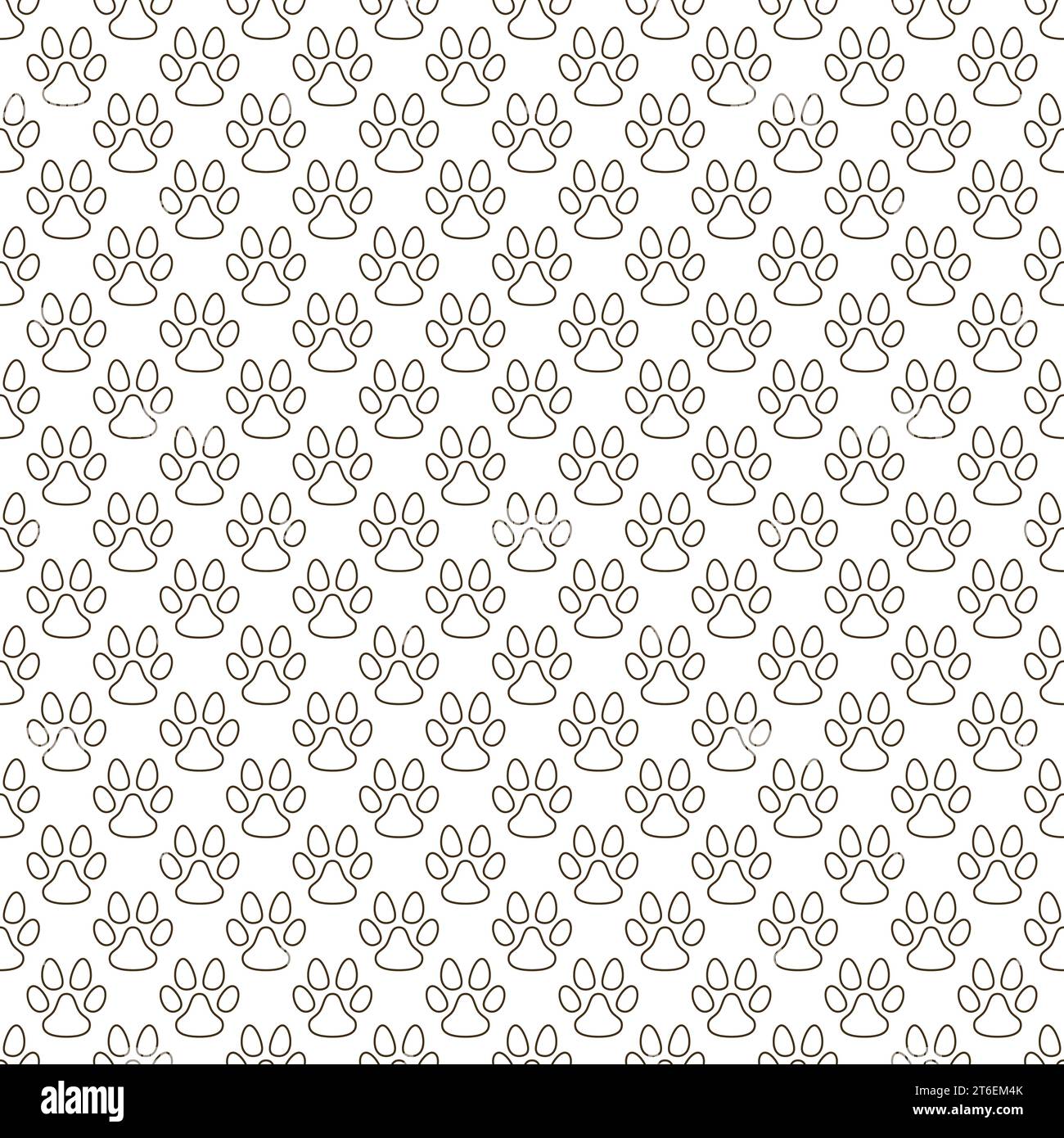 Paw Print Vector Backround. Animal Footprint Seamless Pattern in outline style Stock Vector