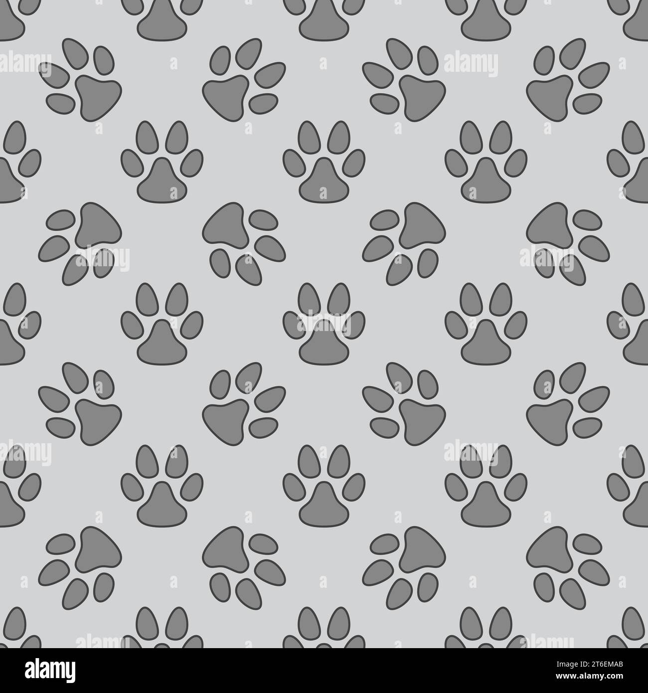 Dog or Cat Paw Print vector gray Seamless Pattern or Background Stock Vector