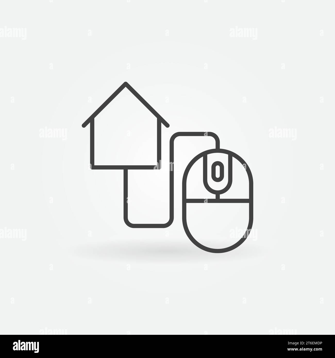 Computer Mouse with House vector thin line concept icon or design element Stock Vector