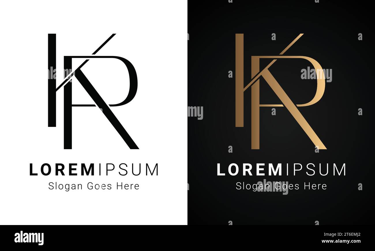 Luxury Initial KR or RK Monogram Text Letter Logo Design Stock Vector
