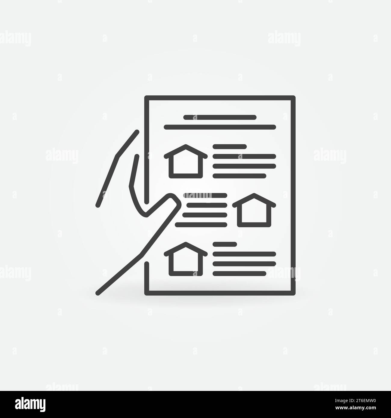 Real Estate Document in Hand outline icon. Vector House Insurance ...