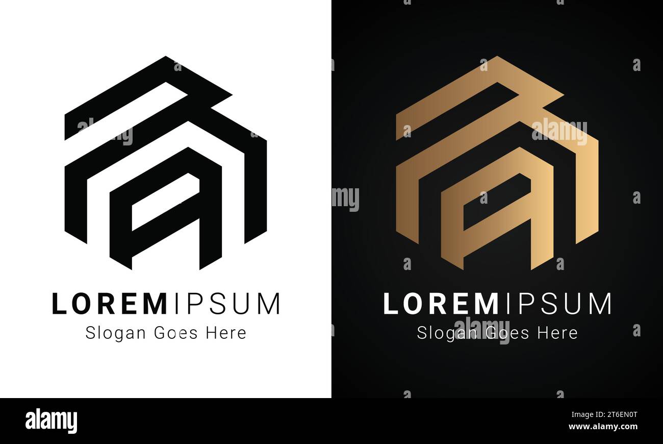 Luxury Initial RA or AR Monogram Text Letter Logo Design Stock Vector