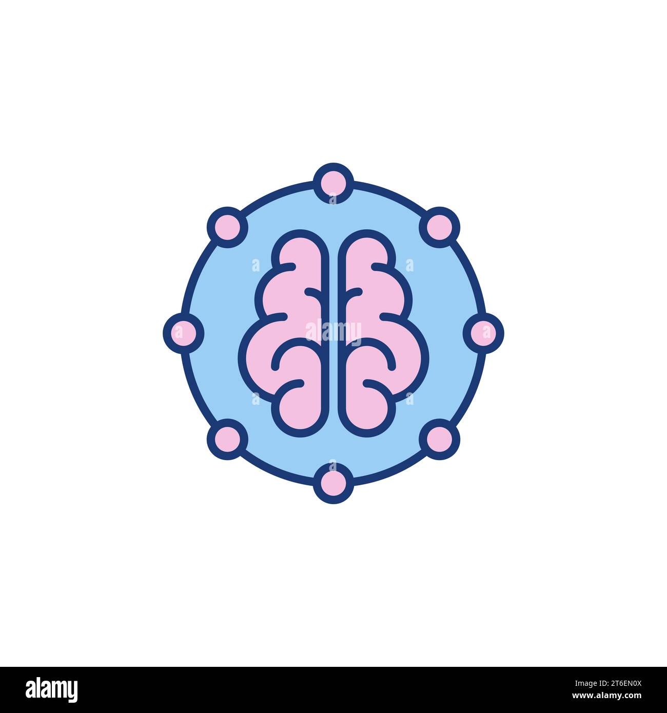Human Brain Neuron Connections vector Neurology concept round colored icon or logo Stock Vector
