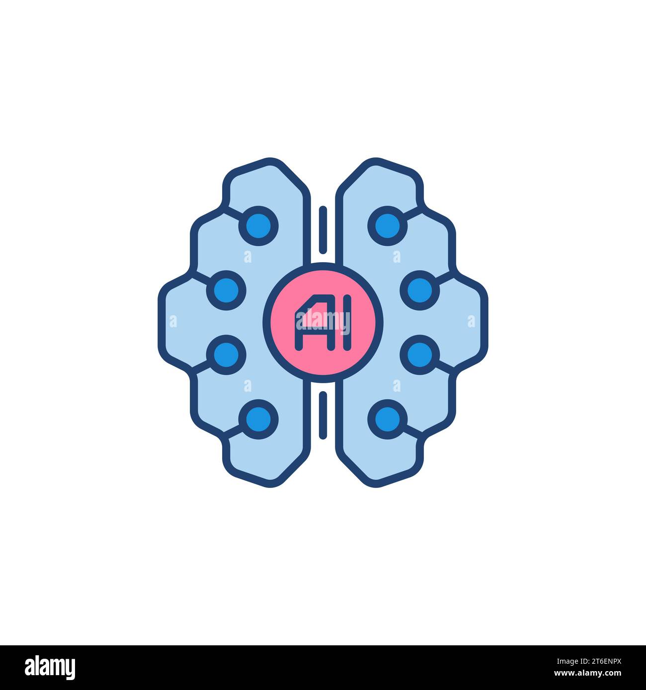 Digital AI Brain colored vector icon. Artificial Intelligence concept creative symbol Stock Vector