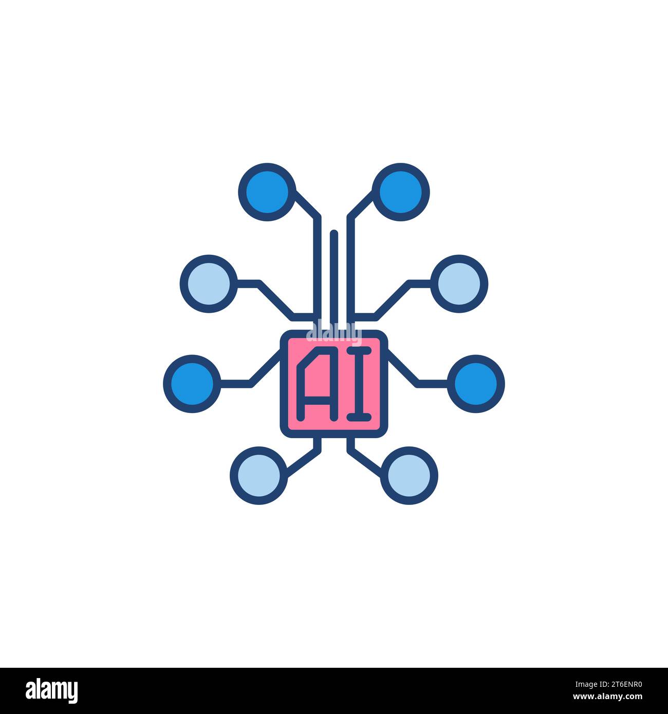 AI Digital Brain colored icon - vector concept creative sign Stock Vector