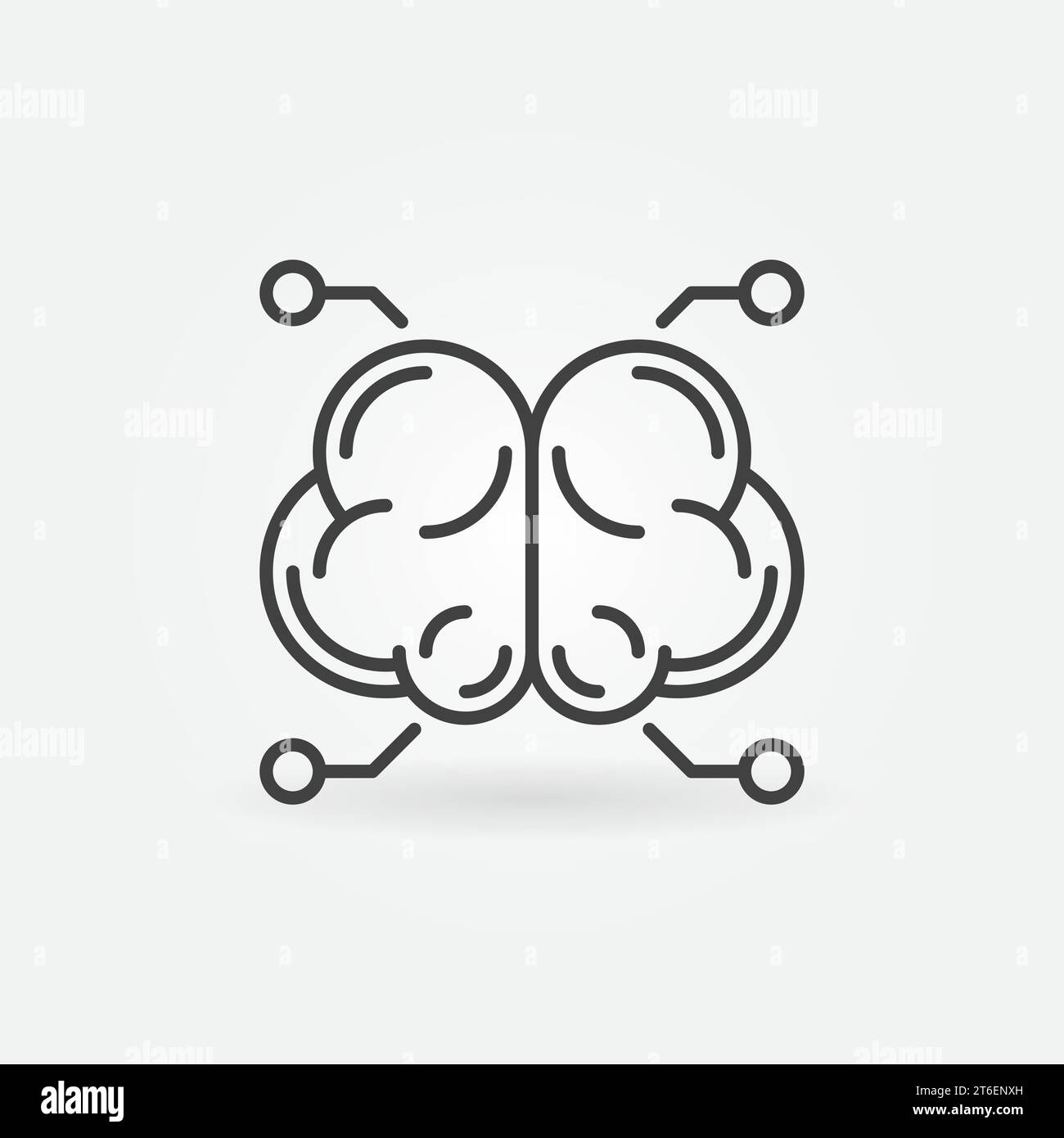 AI Brain linear icon - vector Artificial Intelligence concept sign ...