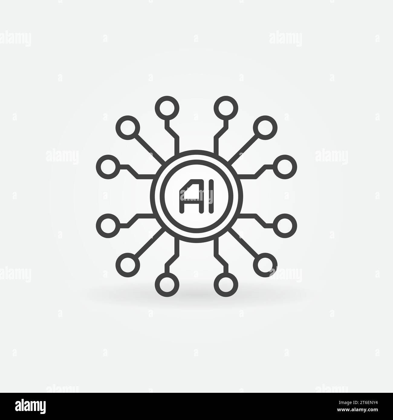 AI Cyberbrain thin line icon - vector Artificial Intelligence concept ...