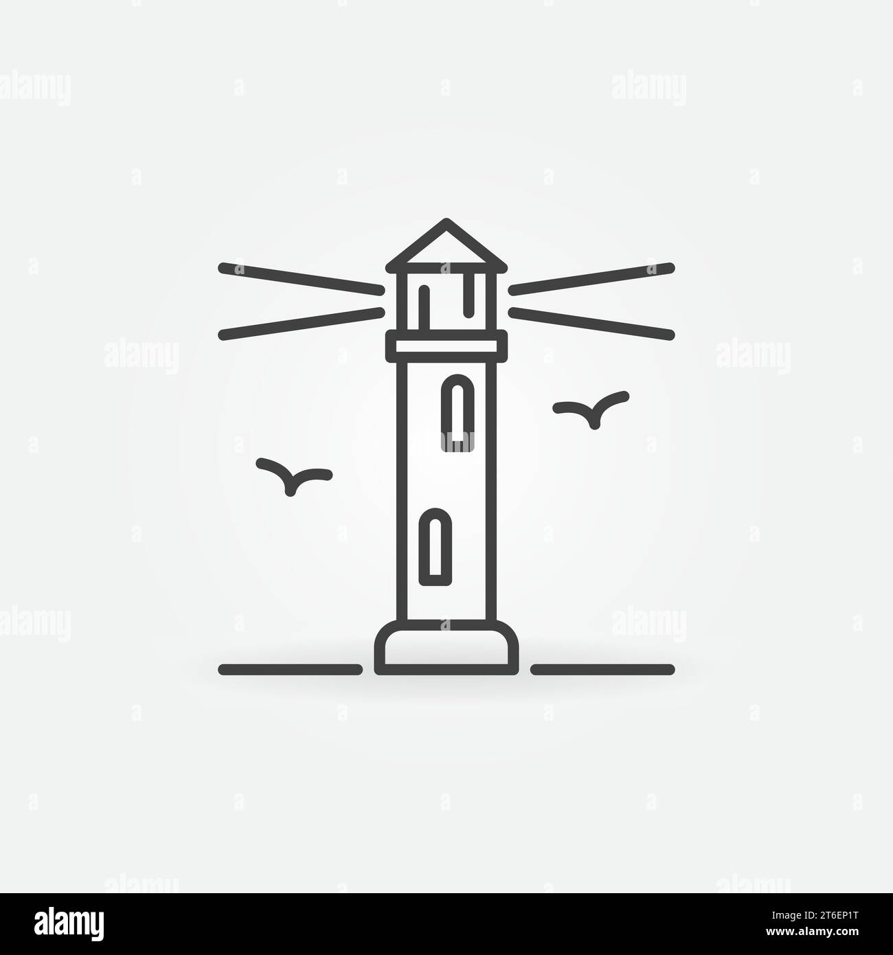 Lighthouse and Two Seagulls vector thin line concept icon or symbol Stock Vector