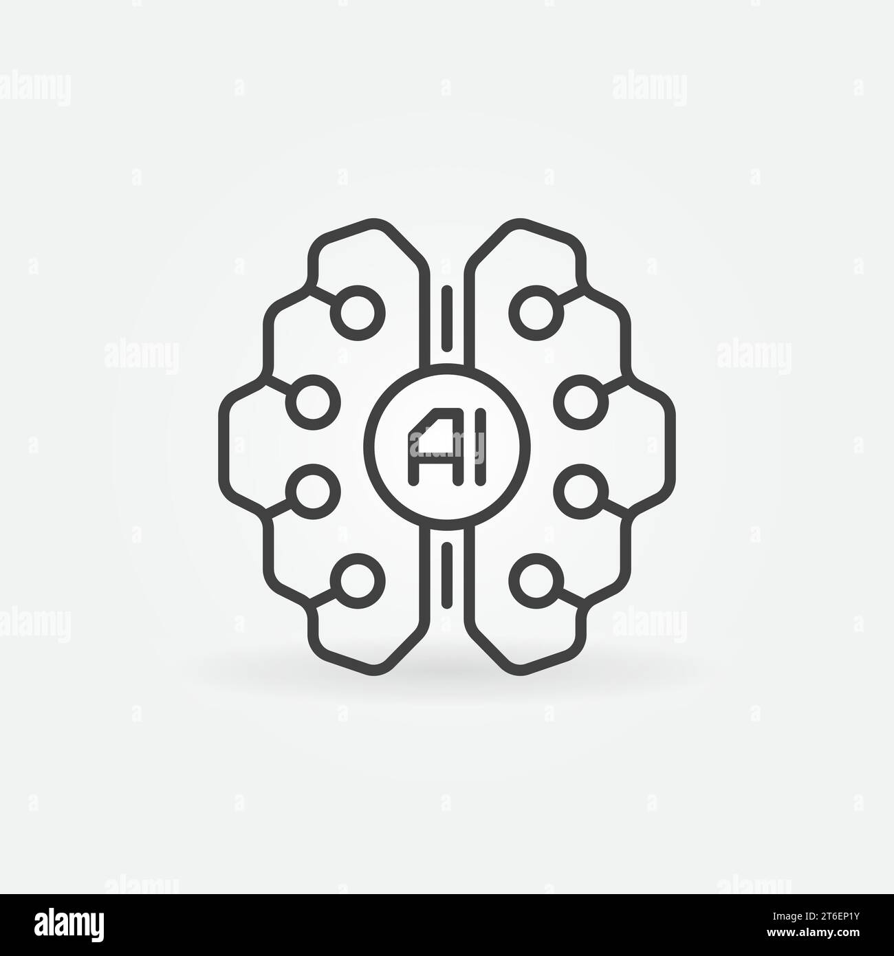 Digital AI Brain line icon - vector Artificial Intelligence concept ...