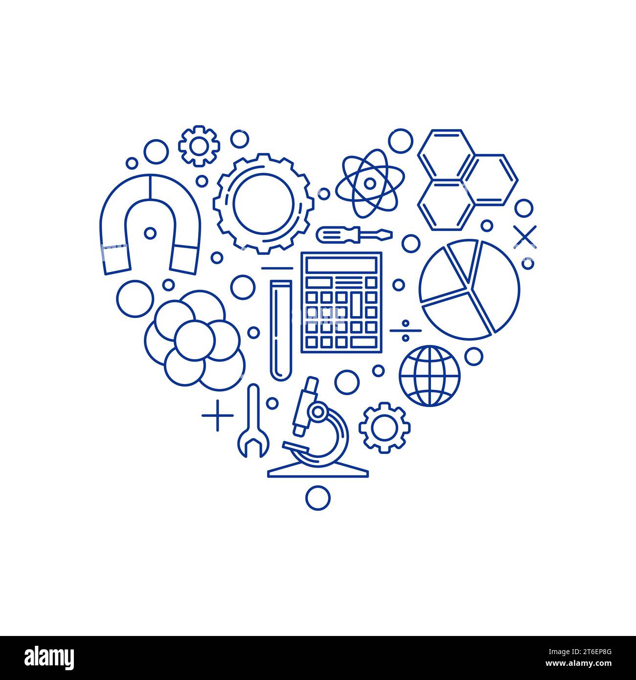 STEM Heart concept minimal banner - Science, Technology, Engineering and Mathematics Education vector heart-shaped illustration Stock Vector