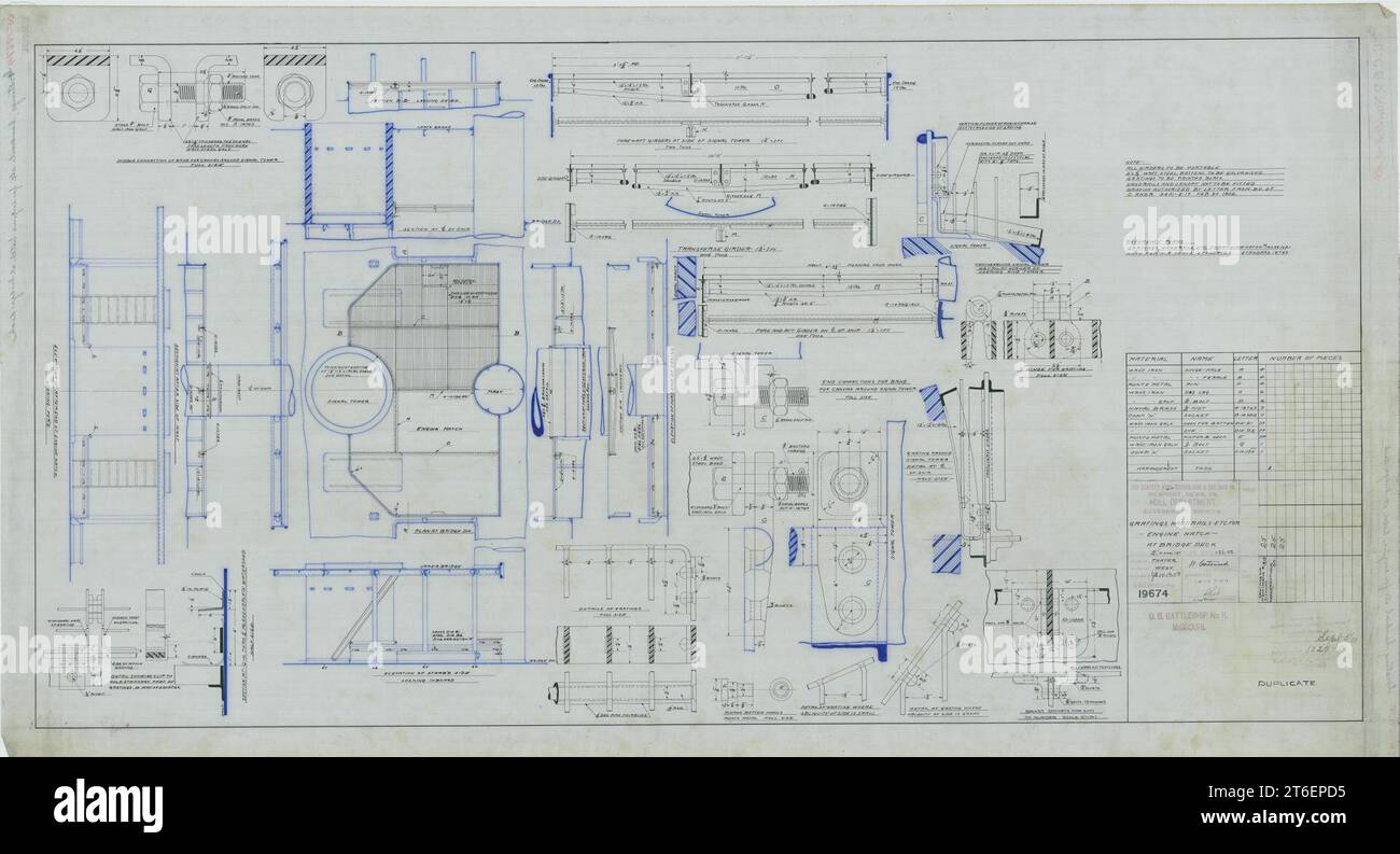 Uss Missouri (bb-11)- Gratings Handrails-etc. For Engine Hatch At 