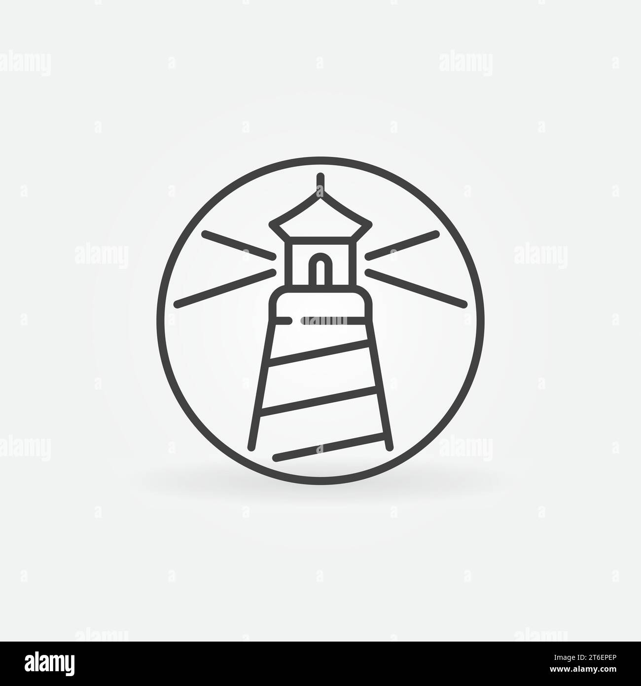 Circle with Lighthouse linear vector concept icon or logo element Stock ...