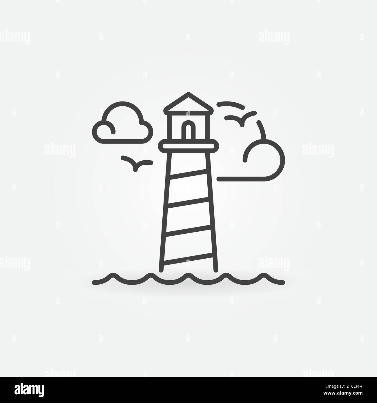 Clouds and Lighthouse thin line vector concept icon or symbol Stock ...