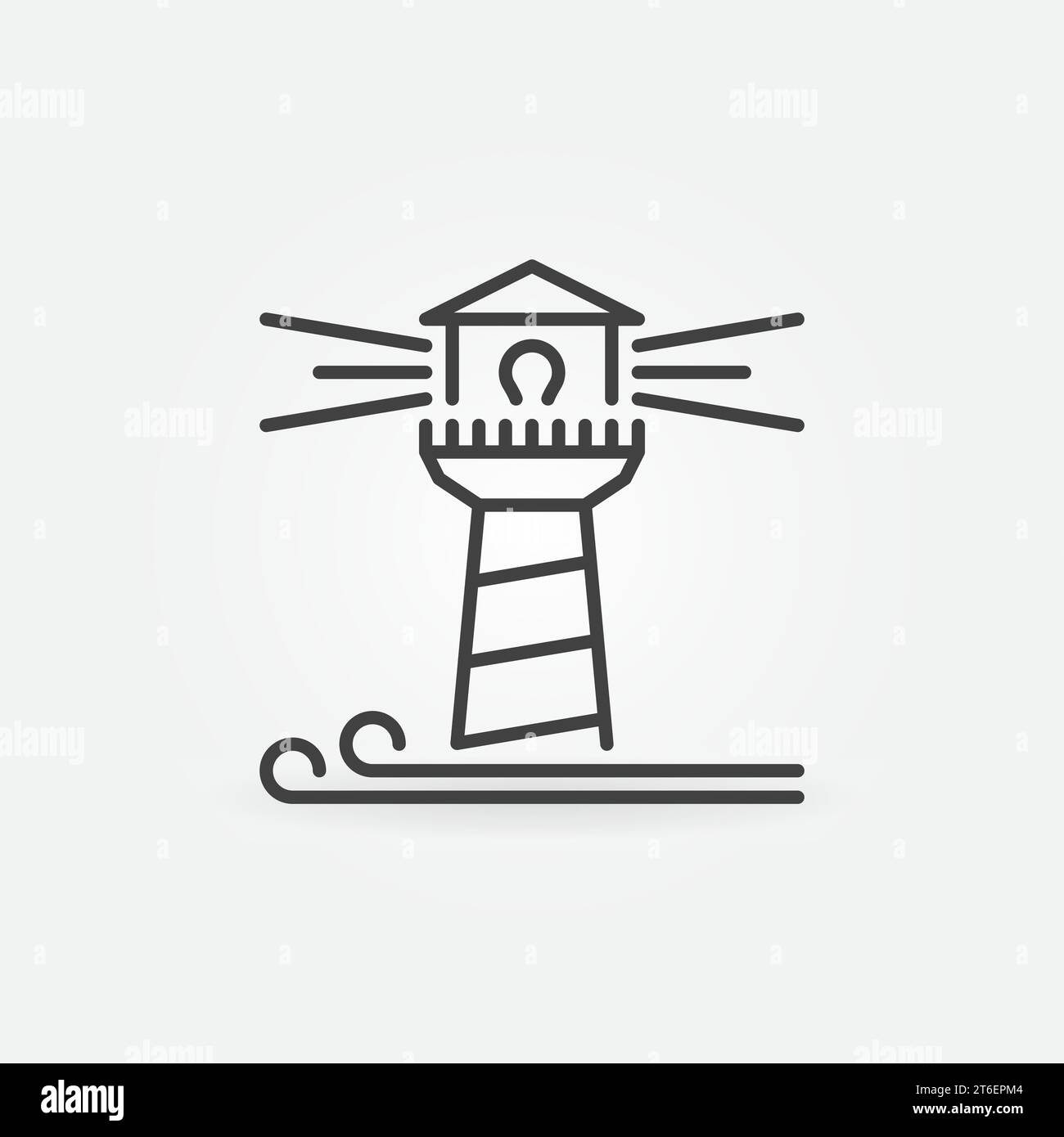 Lighthouse and Sea Waves vector thin line concept icon or symbol Stock Vector