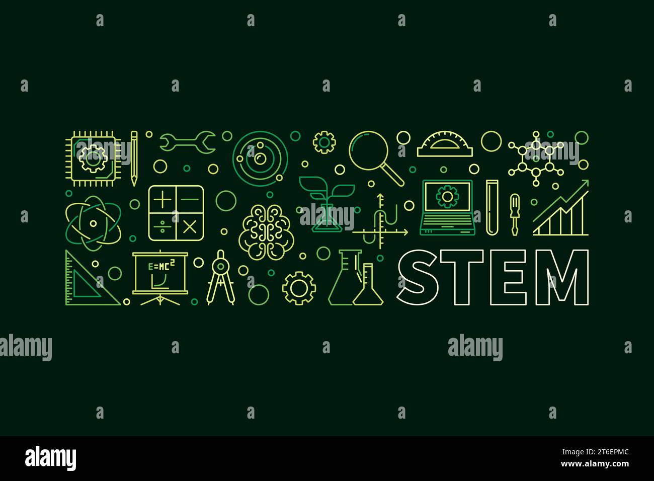 STEM Science, Technology, Engineering and Math vector horizontal modern ...