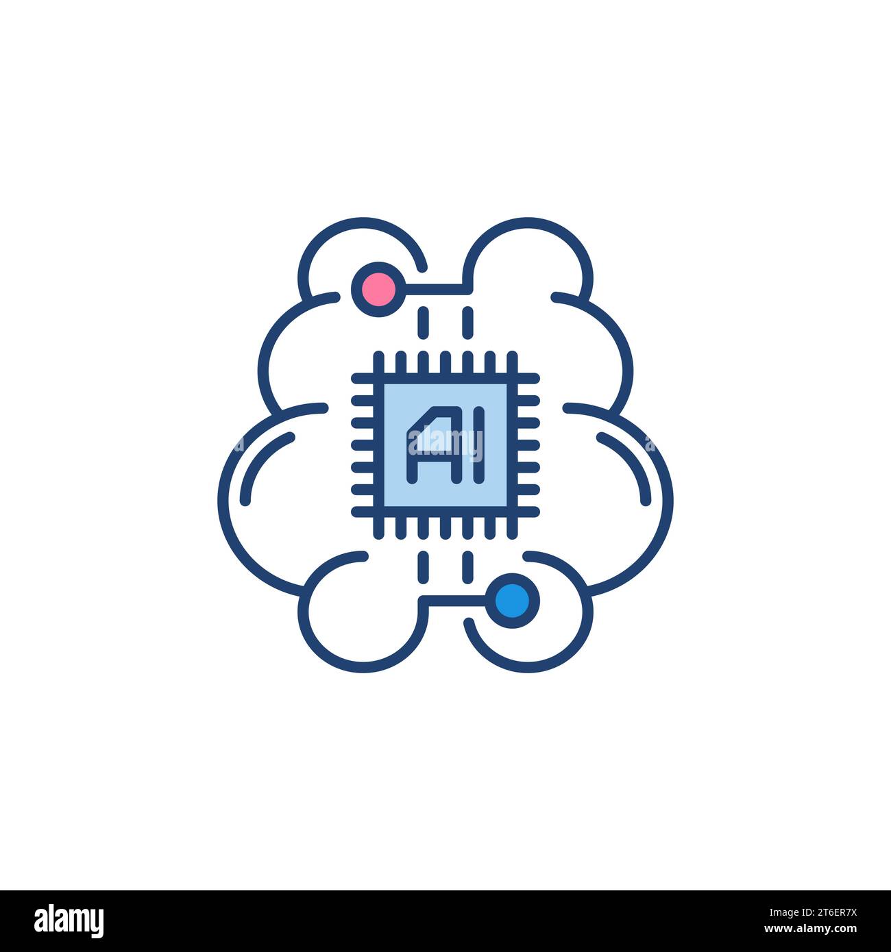 Digital Brain with Processor vector concept colored icon or symbol Stock Vector